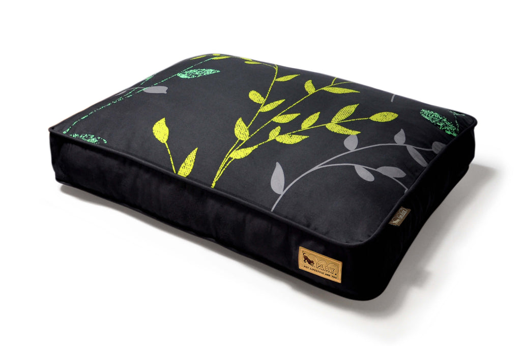 greenery style rectangle dog bed, angle view, gray variation