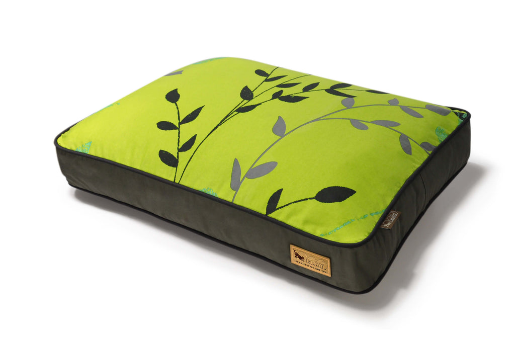 greenery style rectangle dog bed, angle view, green variation