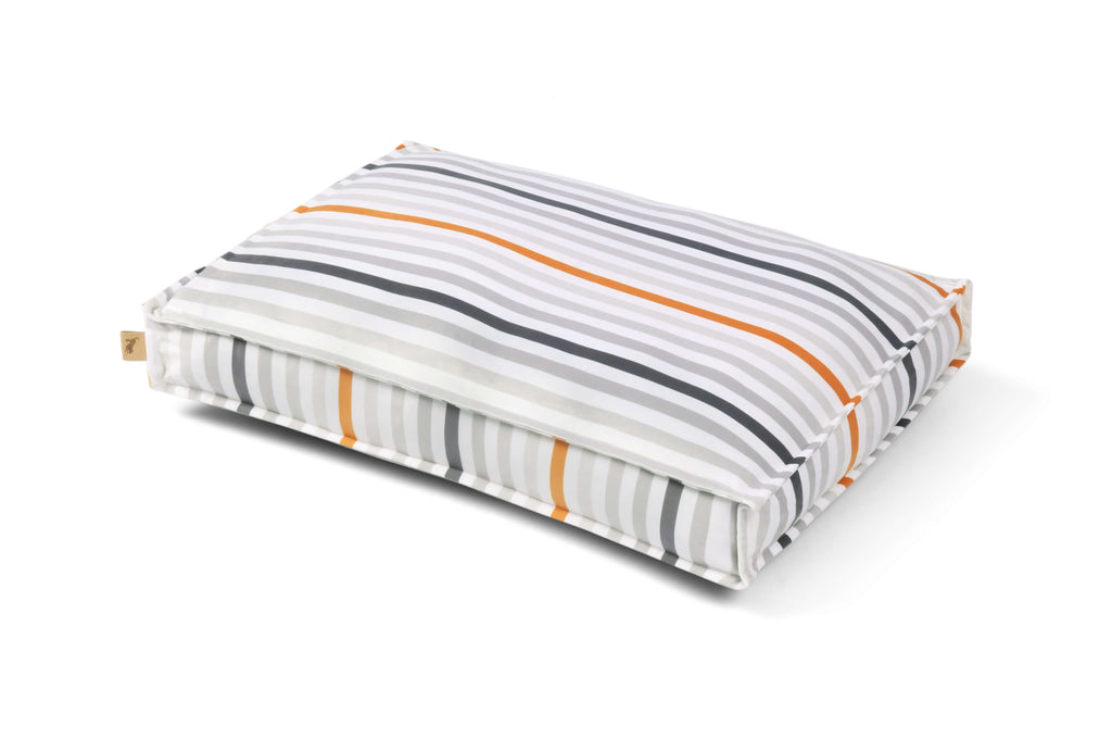 Stylish P.L.A.Y. Seaside Boxy Bed with contemporary stripes and reversible cover for dogs