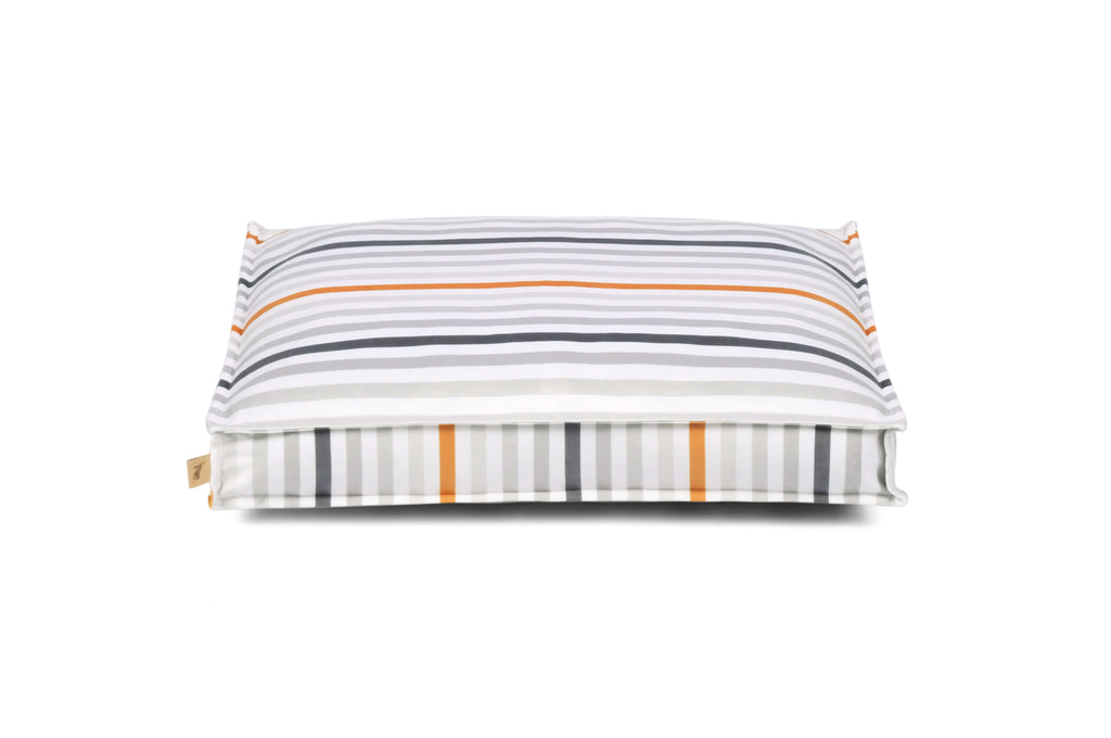 Striped Seaside Boxy Bed for dogs with reversible cover.