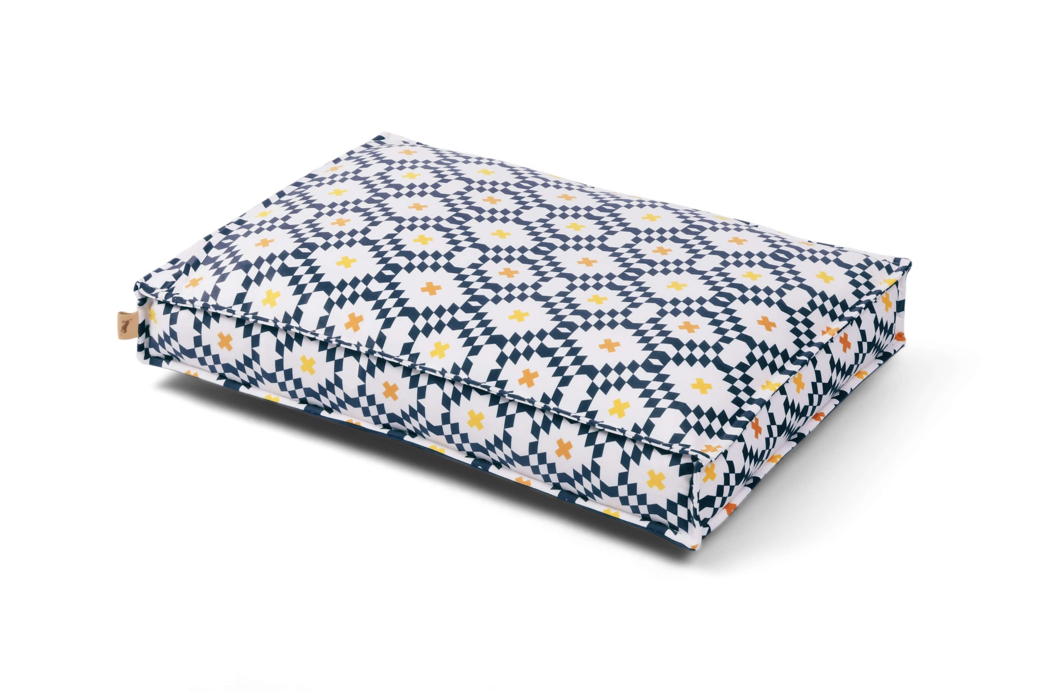 P.L.A.Y. Marina Boxy Bed in a rectangle shape with a contemporary striped design and durable, reversible cover for coordinated home décor.