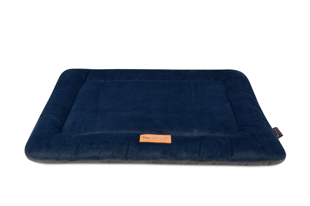 P.L.A.Y. Coastal Series Chill Pad in navy blue, ultra-soft pet mat for home or travel relaxation.