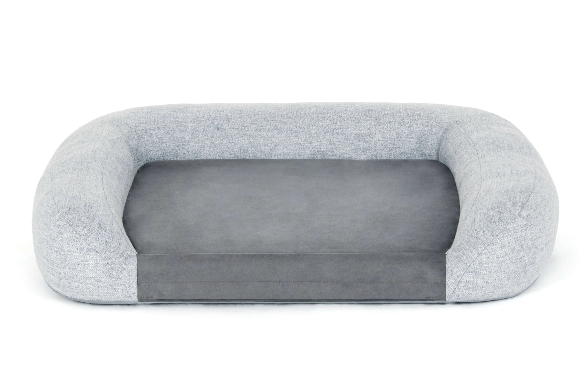 P.L.A.Y. California Dreaming Memory Foam Lounger Bed for large and older dogs with joint support, gray color, cozy and comfortable