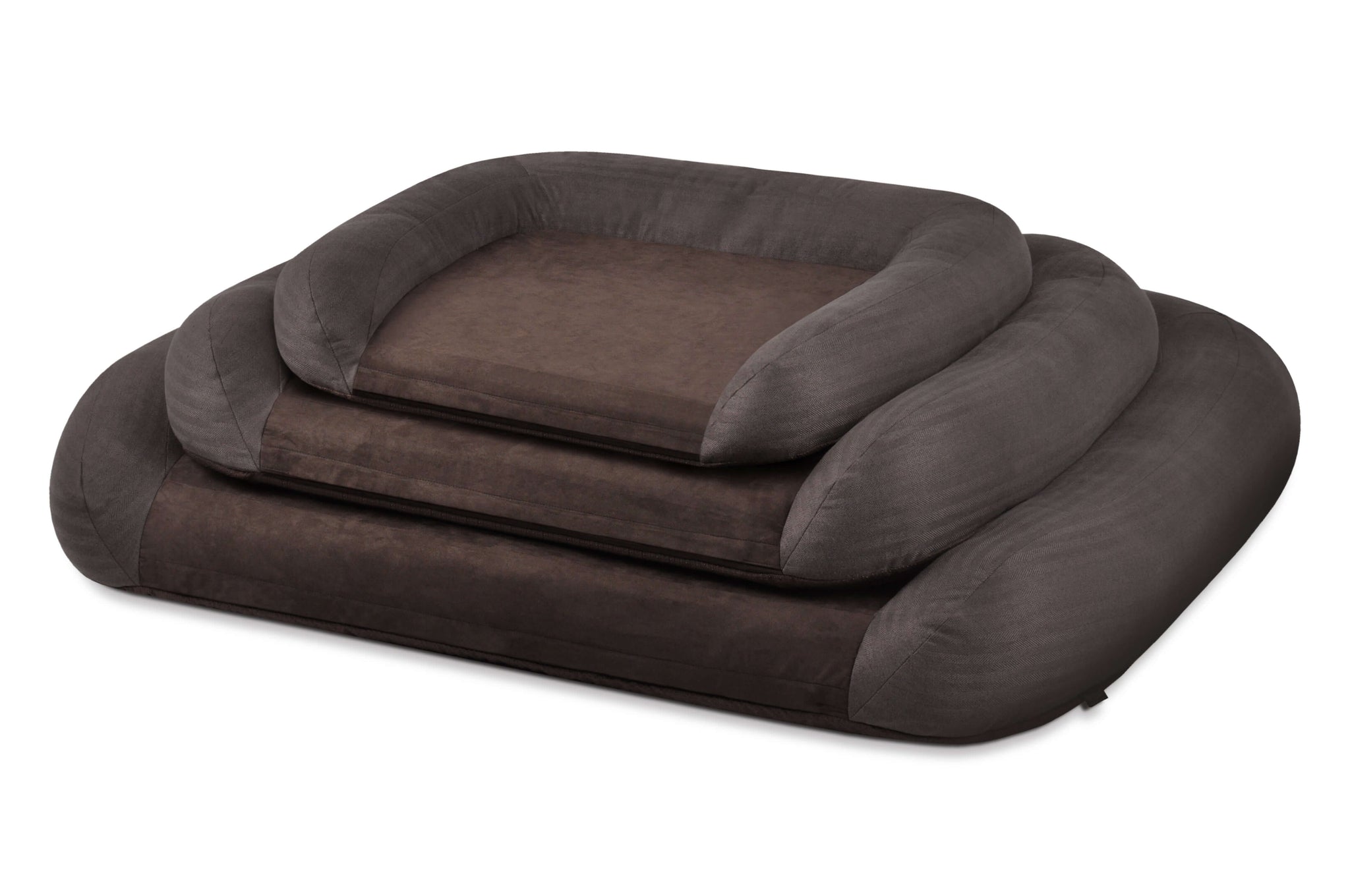 P.L.A.Y. California Dreaming Memory Foam Lounger Bed for large and older dogs in stacked display.