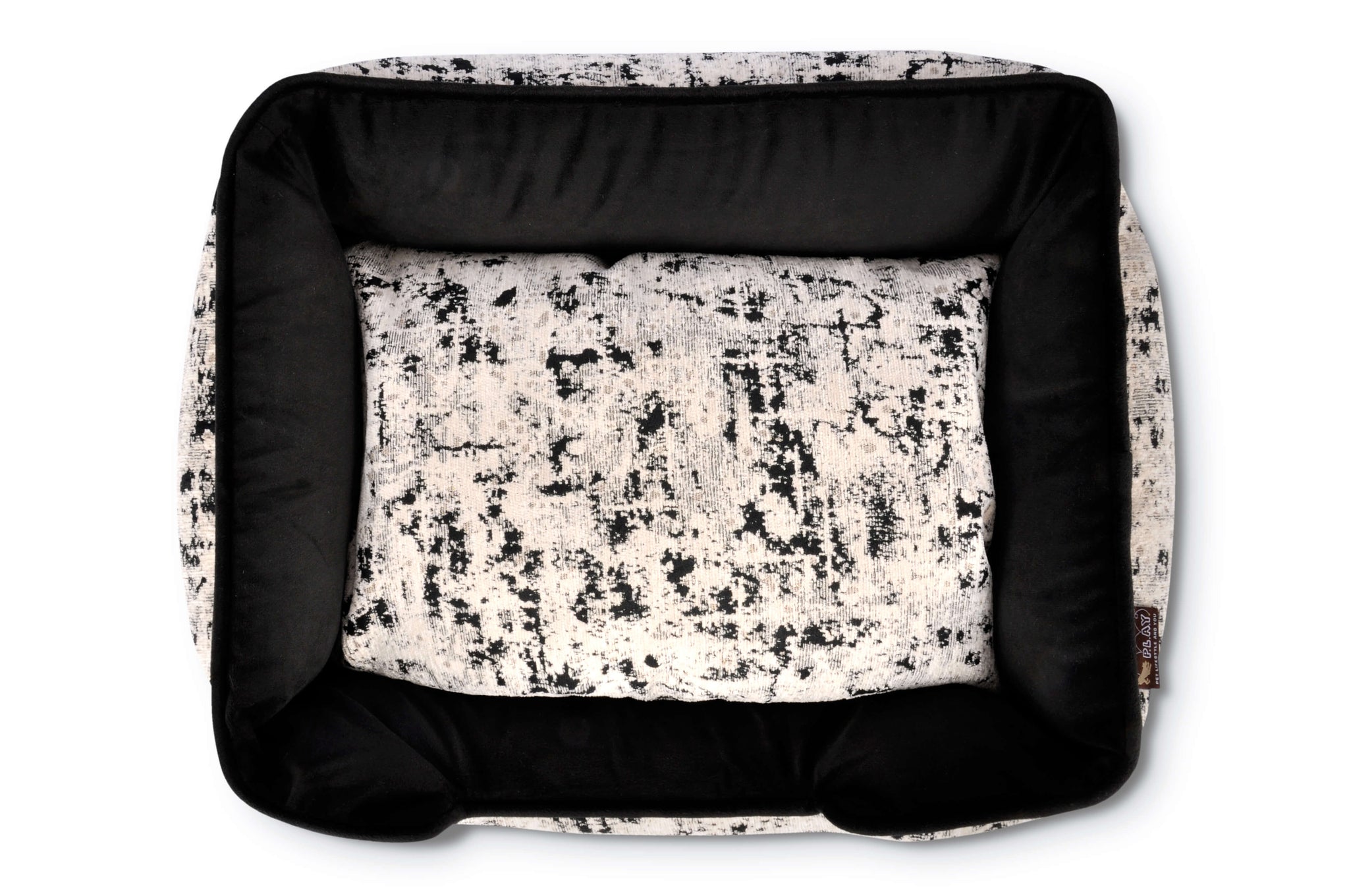 P.L.A.Y. Celestial Lounge Pet Bed in Night Sky Black with elevated sides for comfort and style, top view