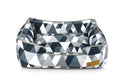 P.L.A.Y. Mosaic Lounge Bed in Tuxedo color with a bold geometric pattern, perfect for adding style and comfort for your dog