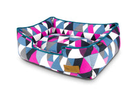 P.L.A.Y. Mosaic Lounge Bed with colorful geometric pattern in Soda Pop color option crafted from 100% natural cotton.