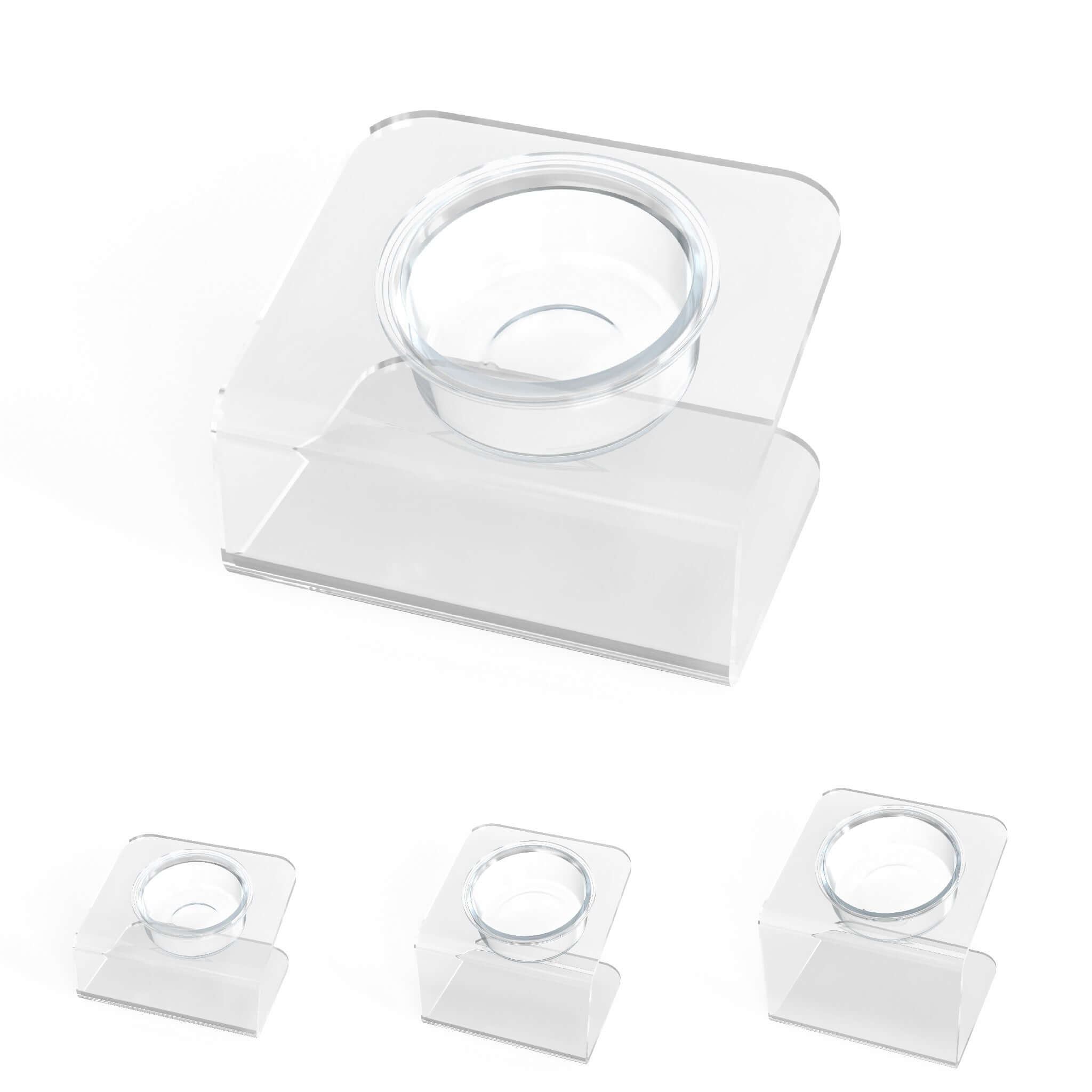 Modern Acrylic Glass Bowl Feeders, Angled Style, Single Bowl