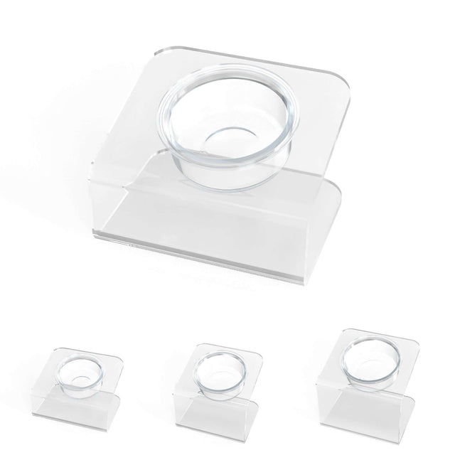 Modern Acrylic Glass Bowl Feeders, Angled Style, Single Bowl, SMALL - (Unused Return)