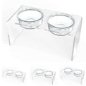 Modern Acrylic Glass Bowl Feeders, Standard Style, Double Bowl, LARGE - (Unused Return)