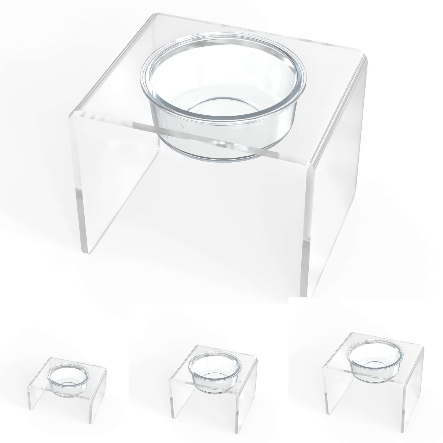 Modern Acrylic Glass Bowl Feeders, Standard Style, Single Bowl - (Unused Return)