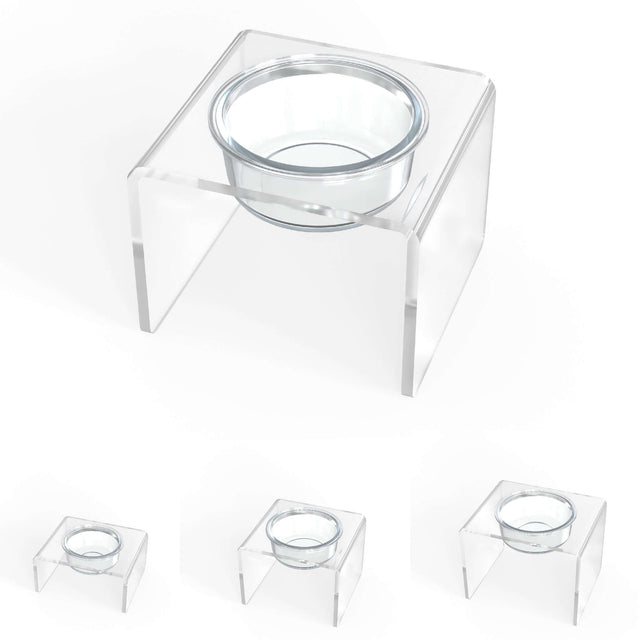 Modern Acrylic Glass Bowl Feeders, Standard Style, Single Bowl, MEDIUM - (Unused Return)