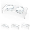 Modern Acrylic Glass Bowl Feeders, Standard Style, Double Bowl, SMALL - (Unused Return)