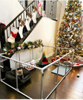 27 inch height large dog pen in silver color with dog and Christmas decor