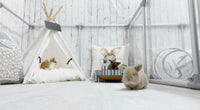 Small binnies in 27 inch height large dog pen in silver color 