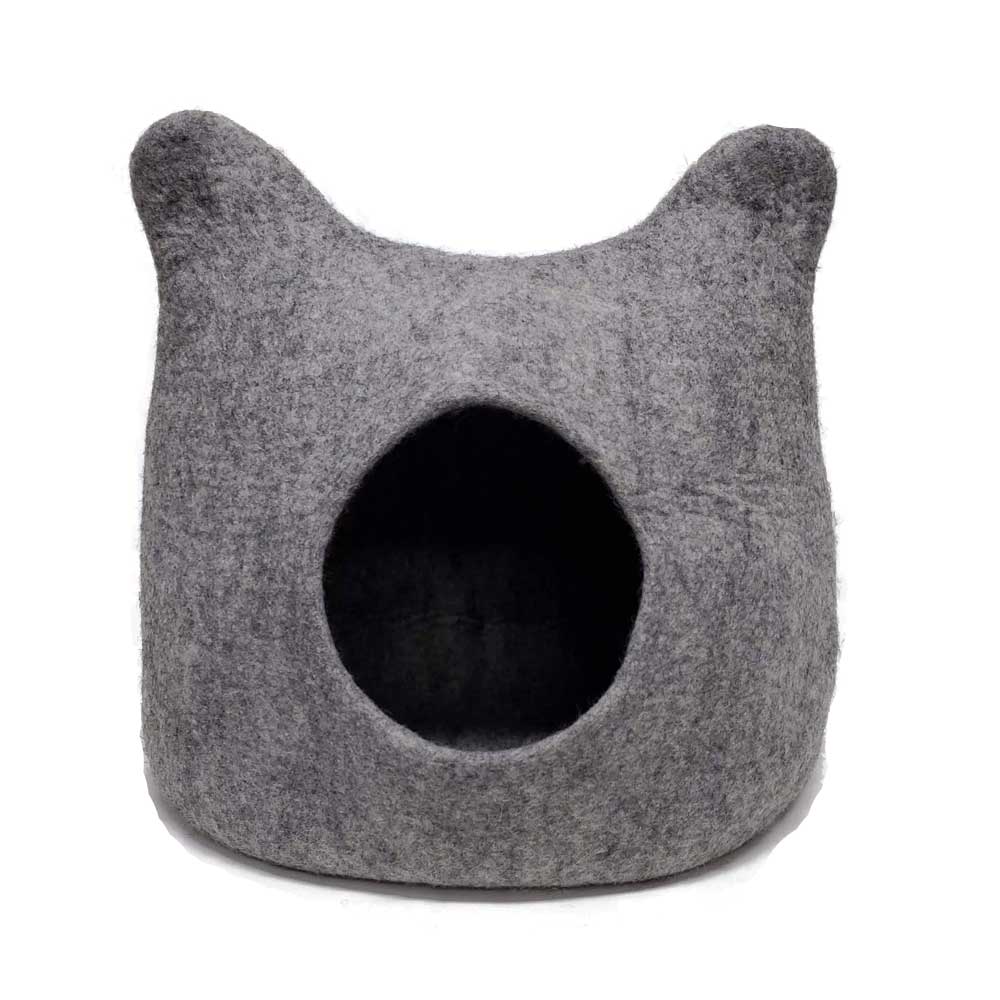 Felt Cat Head Bed, Light Grey – Clearly Loved Pets