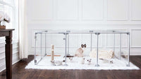 27 inch height large dog pen in silver color with litter of kittens